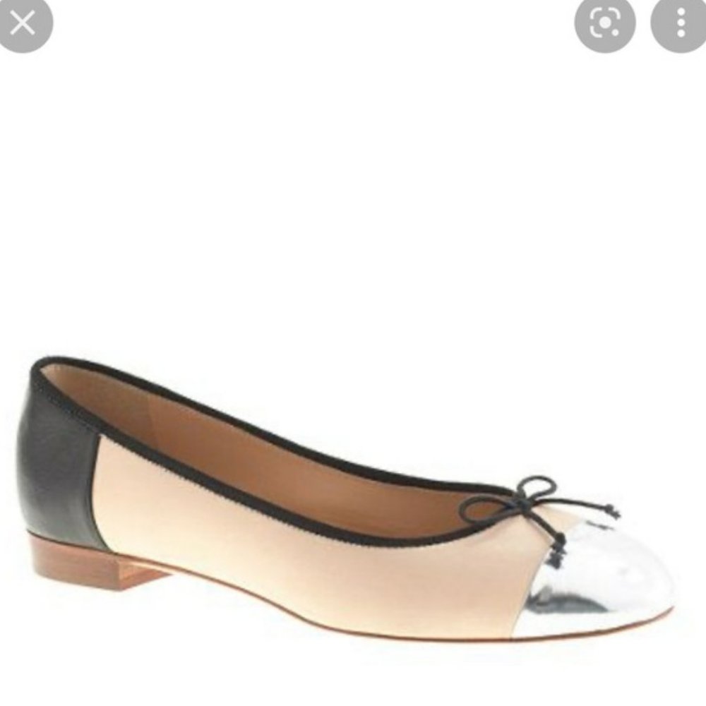J Crew Kiki contrast cap toe ballet flats